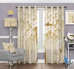 پرده پانچ طرح شکوفه و آهو کد s8967