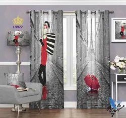 پرده پانچ مدرن طرح دختر فانتزی و برج ایفل کد s9922