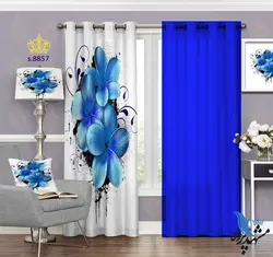 پرده پانچ طرح تلفیقی ساده و گل فانتزی کد s8857