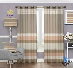 پرده پانچ فانتزی طرح ردیف های افقی رنگ های ساده کد S9015