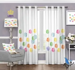 پرده پانچ فانتزی طرح دایره های رنگی کد S8855