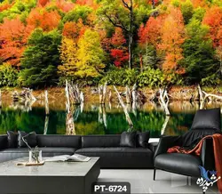 پوستر دیواری طرح دریاچه و جنگل کد PT6724