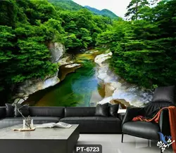 پوستر دیواری طرح دریاچه و جنگل کد PT6723