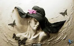 پوستر دیواری طرح مجسمه زن کلاهدار کد PT7365