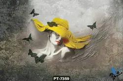 پوستر دیواری طرح مجسمه زن کلاهدار کد PT7359
