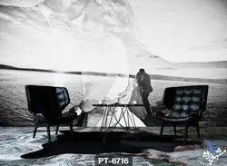 پوستر دیواری طرح عروس و داماد کنار ساحل کد PT6716