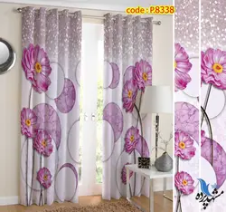 پرده پانچ طرح گل سه بعدی و دایره کد p-8372