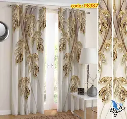 پرده پانچ طرح برگ های سه بعدی فانتزی کد p-8387