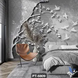 پوستر دیواری فانتزی طرح درخت و کبوتر کد PT6809
