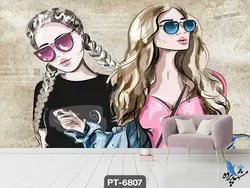 پوستر دیواری فانتزی طرح دو دختر کد PT6807