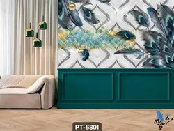 پوستر دیواری فانتزی طرح پر طاووس کد PT6801
