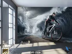 پوستر دیواری ورزشی طرح مرد دوچرخه سوار کد PT7328