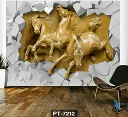 پوستر دیواری طرح اسب چوبی کد PT7212