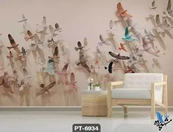 پوستر دیواری نقاشی طرح پرندگان کد PT6934