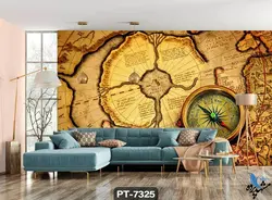 پوستر دیواری طرح نقشه و قطب نما کد PT7325