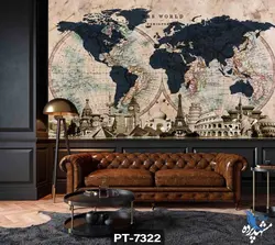 پوستر دیواری طرح نقشه جهان کد PT7322