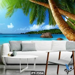 پوستر دیواری طرح نخل و ساحل کد PT7354