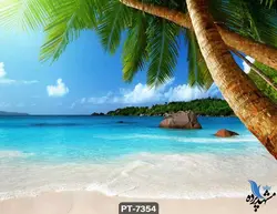 پوستر دیواری طرح نخل و ساحل کد PT7354