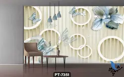 پوستر دیواری سه بعدی طرح حلقه و پروانه کد PT7351