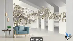پوستر دیواری سه بعدی طرح گوی های طلایی کد PT6500