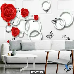 پوستر دیواری طرح گل قرمز سه بعدی کد PT7625
