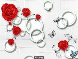 پوستر دیواری طرح گل قرمز سه بعدی کد PT7625