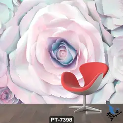 پوستر دیواری طرح گل صورتی سه بعدی کد PT7398