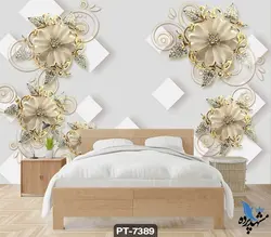 پوستر دیواری طرح گل سه بعدی کد PT7389