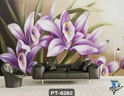 پوستر دیواری طرح گل بنفش سه بعدی کد PT6282