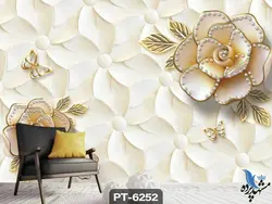 پوستر دیواری طرح گل سه بعدی کد PT6252