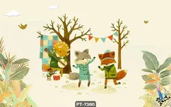 پوستر دیواری کودک طرح روباه و گراز کد PT-7380