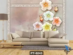 پوستر دیواری طرح گل سه بعدی کد PT6243