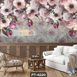 پوستر دیواری طرح گل صورتی سه بعدی کد PT6220