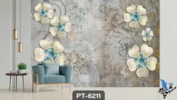 پوستر دیواری طرح گل سه بعدی کد PT-6211