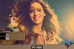 پوستر دیواری طرح چهره زن خندان کد PT-7521