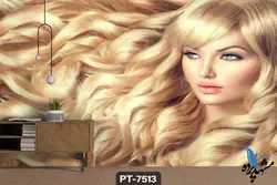 پوستر دیواری طرح چهره دختر مو طلایی کد PT-7513