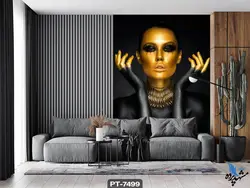 پوستر دیواری طرح چهره زن سیاهپوست برنزه کد PT7499