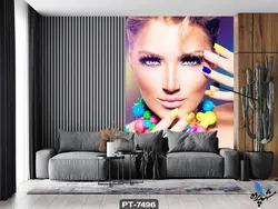 پوستر دیواری طرح چهره زن آرایش کرده کد PT7496