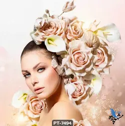 پوستر دیواری طرح چهره میکاپ کرده گل به سر کد PT7494