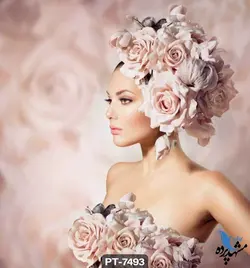 پوستر دیواری طرح چهره میکاپ کرده گل به سر کد PT7493