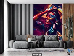 پوستر دیواری طرح چهره زن سرخپوست کد PT7492