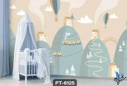 پوستر دیواری کودک طرح کوه های سبز کد PT-6125