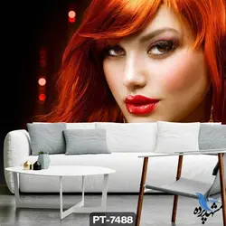 پوستر دیواری طرح چهره زن با موی مش کد PT7488