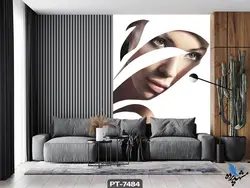 پوستر دیواری طرح چهره زن آرایش کرده کد PT7484