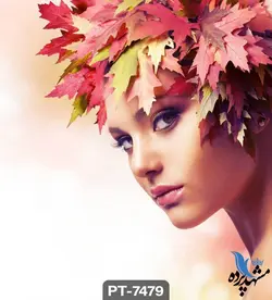 پوستر دیواری طرح چهره زن میکاپ کرده و برگ کد PT7479