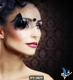 پوستر دیواری طرح چهره زن میکاپ کرده با توری مشکی کد PT7477