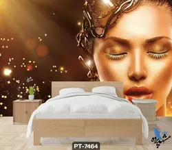 پوستر دیواری طرح چهره زن برنزه کد PT7464