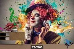 پوستر دیواری طرح چهره دختر هدفون دار کد PT7463