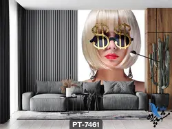 پوستر دیواری طرح چهره زن با عینک دودی کد PT7461