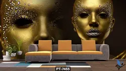 پوستر دیواری طرح چهره زن برنزه کد PT7455